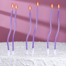 Свечи "Серпантин" витые коктейльные фиолетовые 6 шт